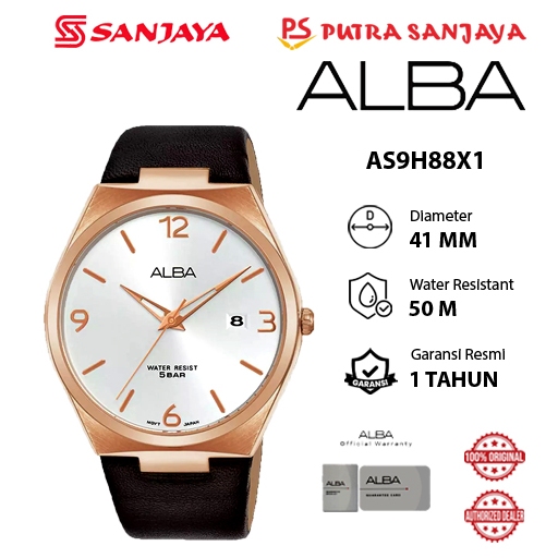 Jam Tangan Pria ALBA AS9H88 / AS9H88X1 Original Garansi Resmi 1 tahun Leather Strap
