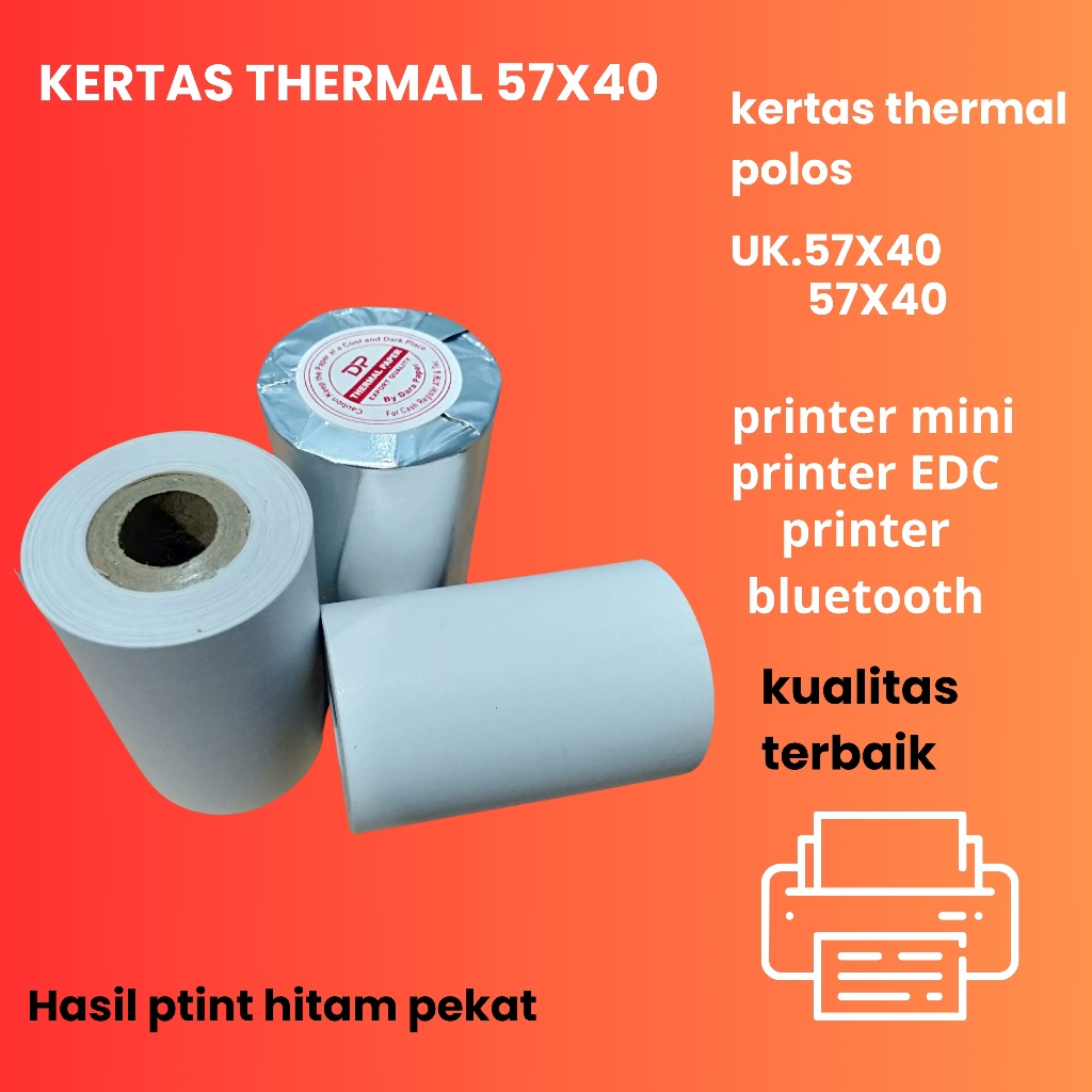 

kertas thermal polos uk 57x40 untuk mesin edc print bluetooth