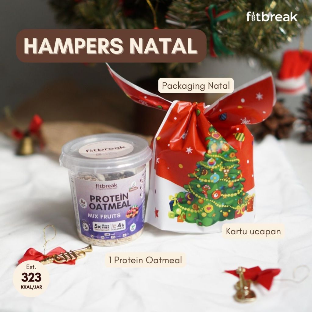 

Hampers Natal Isi 1/2 Protein Oatmeal, Oats Shake, Fit Cookie Free Packaging Hampers / Biskuit Tanpa Tepung Tinggi Protein / Serat Lebih Hemat Snack Sehat Diet