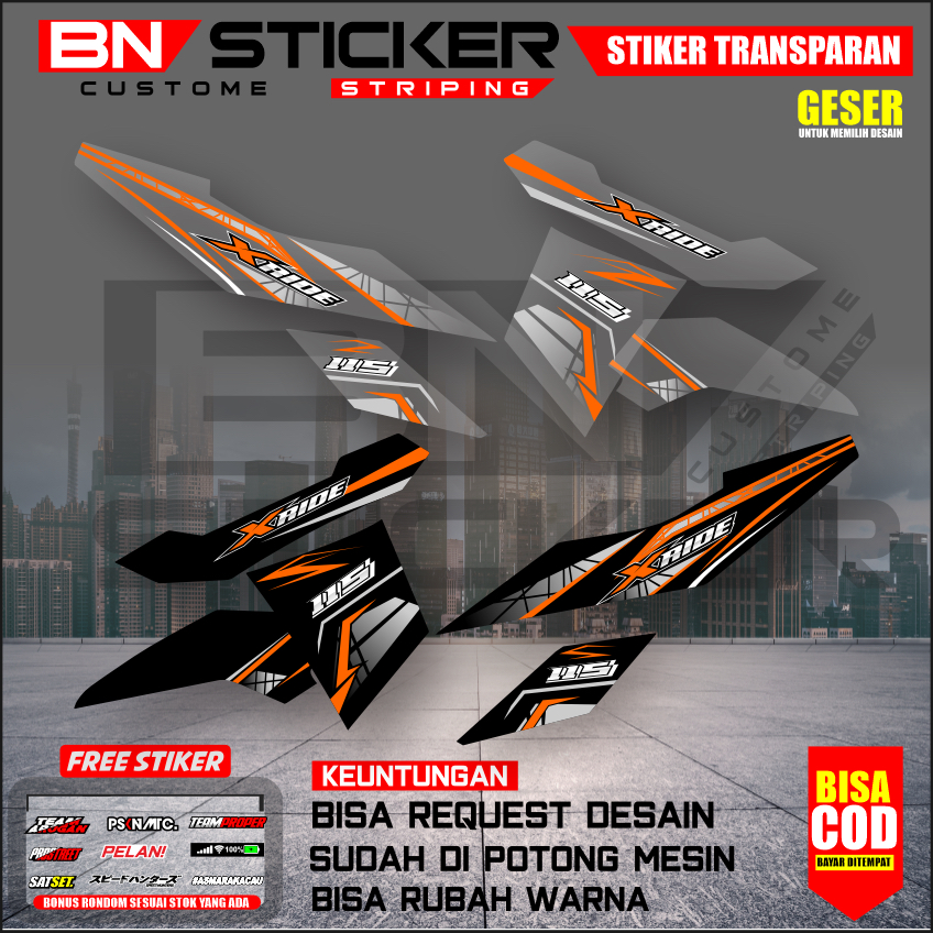 STRIPING YAMAHA X-RIDE 115 MINIMALIS TRANSPARAN VARIASI CUSTOM X-RIDE 115 VARIASI MOTIF SIMPLE RD-7
