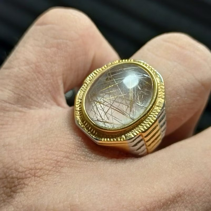 Cincin Batu Cendana serat emas natural Top Quality - Batu cincin cendana emas - Cincin pria / cincin