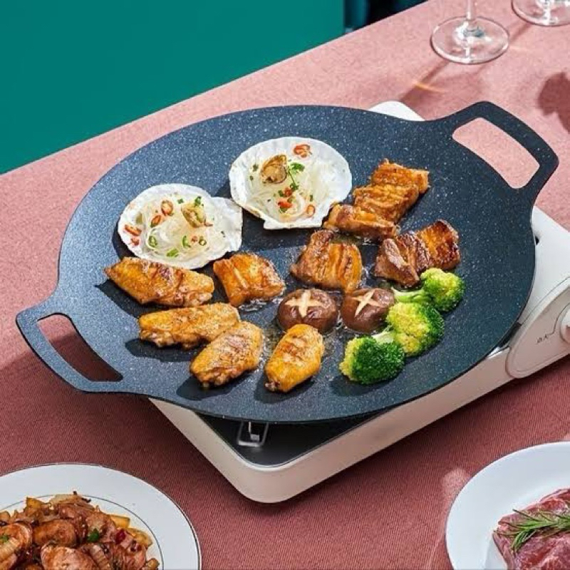 Wajan Konduksi panggangan jumbo 34cm Wajan Besi BBQ Korea anti lengket