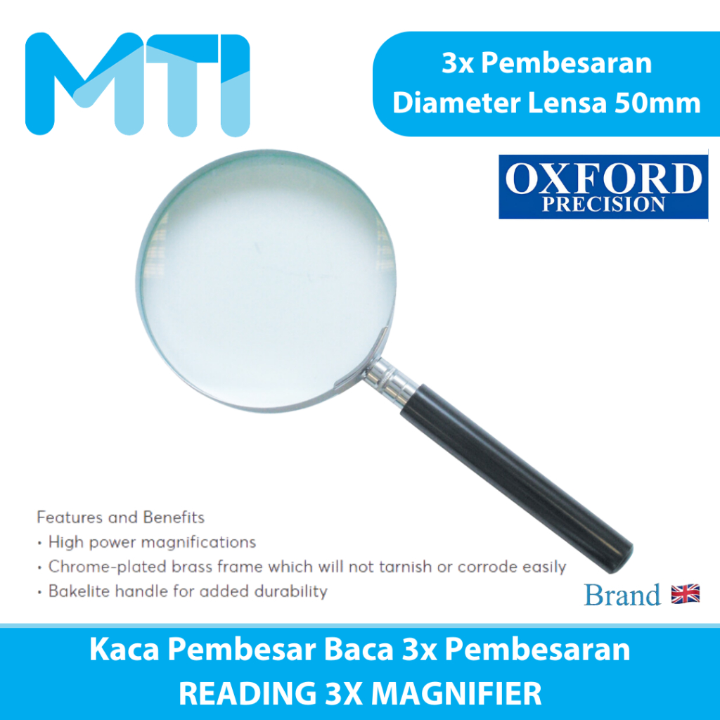 

OXFORD Kaca Pembesar Baca 3x Pembesaran Diameter 50mm Reading 3X Magnifier
