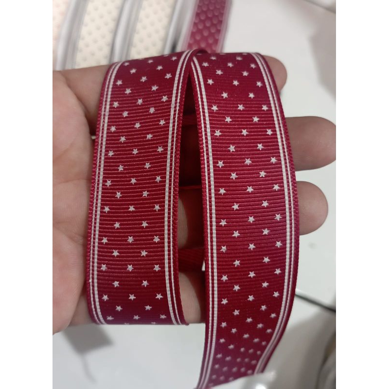 

1 METER - 2,5CM /PITA GROSGRAIN DOT BINTANG /PITA MOTIF