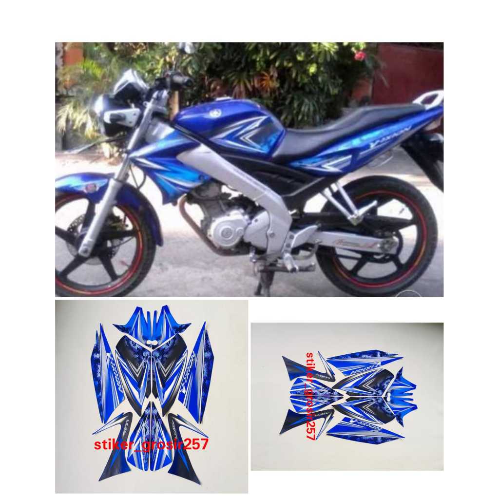 STIKER STRIPING LIS LES BODY YAMAHA VIXION OLD 2008 2009 BIRU STANDAR