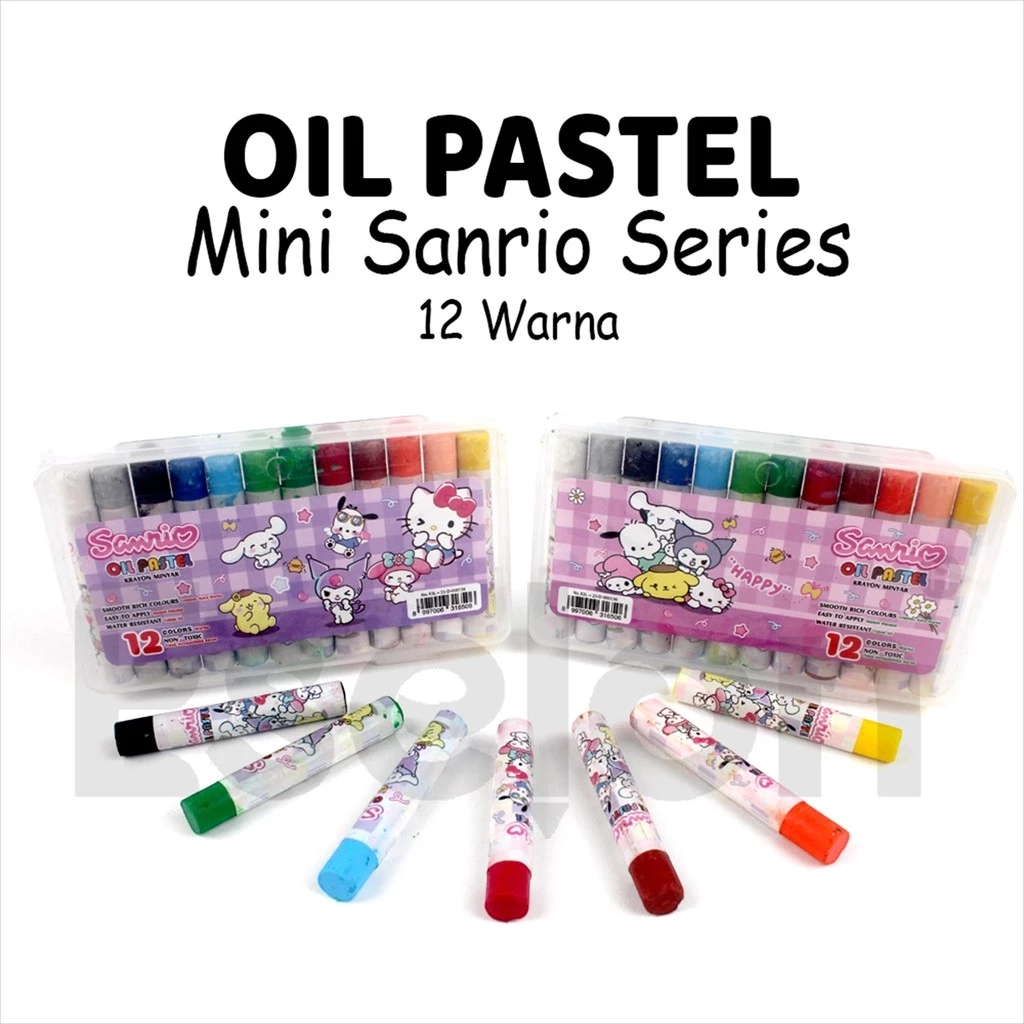 

Sanrio Oil Pastel Mini Series 12 Warna/Crayon 12 Warna Kuromi