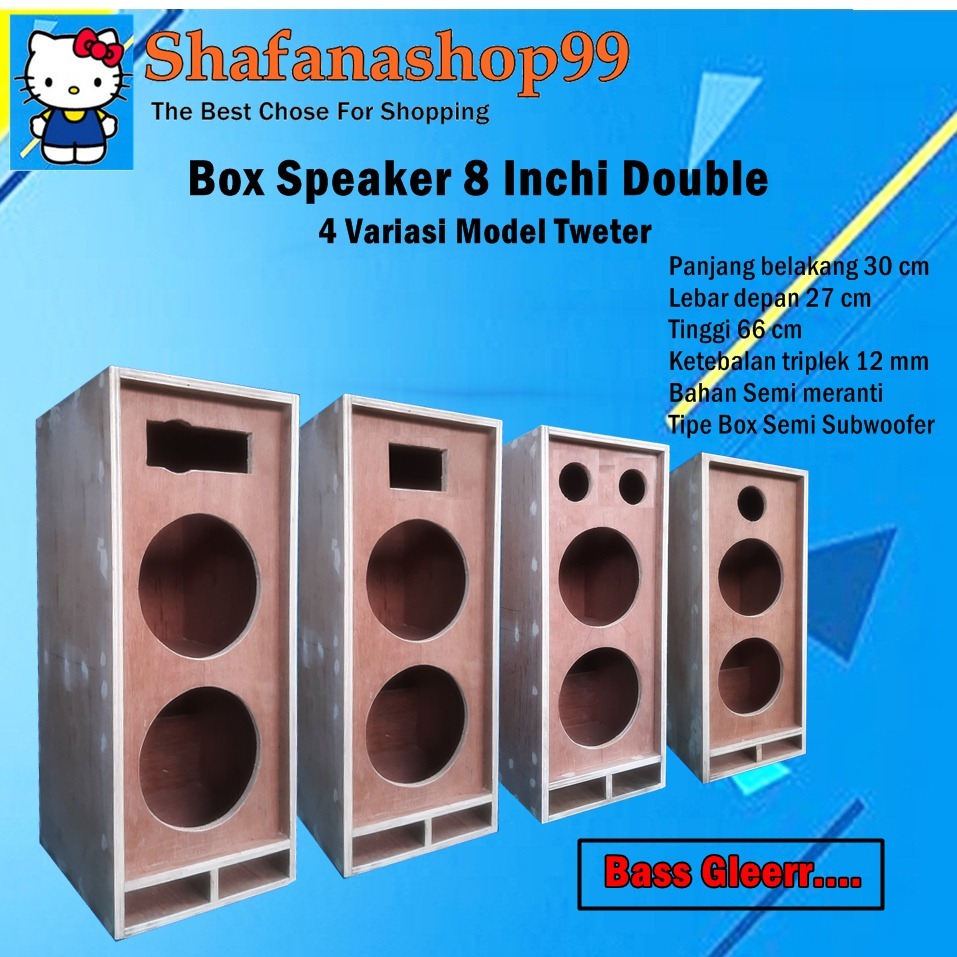 Box Speaker 8 inchi double, Box Speaker 8 inchi dobel Tri Way, Box Middle dan Bass, salon speaker 8 