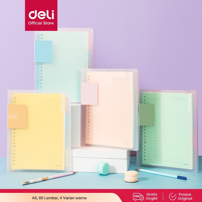 

KODE P46C Deli Buku Vivid Lose Leaf Binder A5B5 6 Halaman Warna Pastel QHA56 QHB56