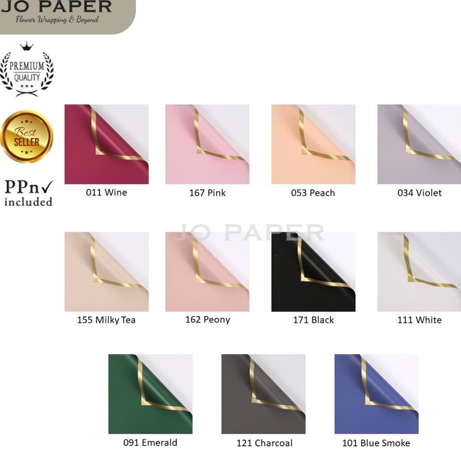 

Super Puas 2 LEMBAR Flower Wrapping Paper Varian List Gold Solid Emas Kertas Buket Bunga Florist Kertas Kado