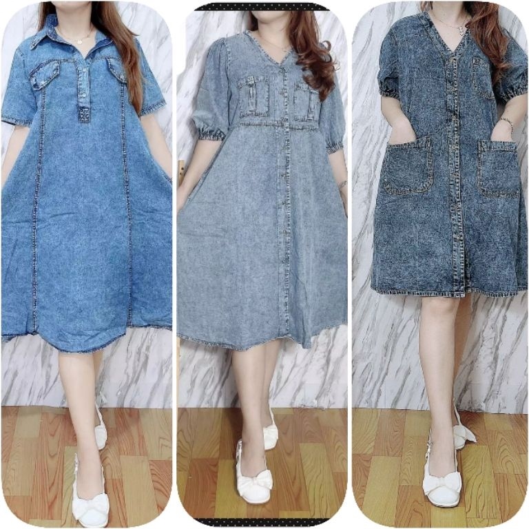 KODE K9K Dress Jeans Kerah KemejaJeans WanitaDress Jeans Fashion