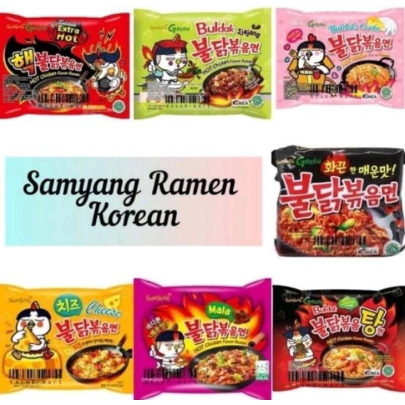 

mie samyang/samyang spicy chiken flavor/samyang buldak ramen/samyang carbonara/samyang chesee