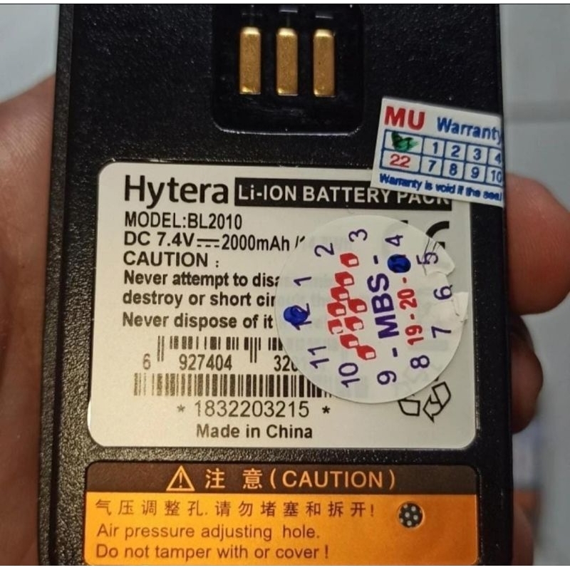 Battery / Baterai Hytera PD BL2010 untuk PD 408 PD 418 PD 488 PD 688G PD 568 Baru