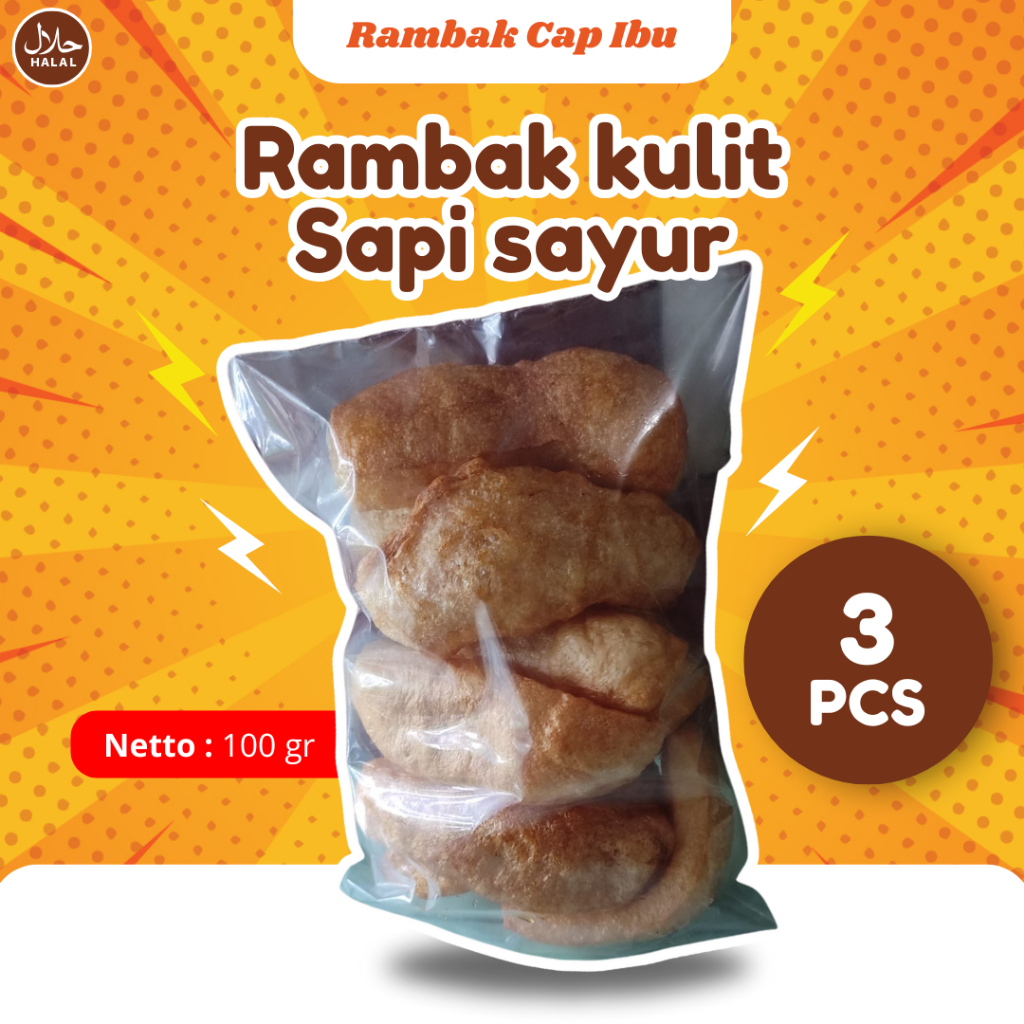 

Rambak Kerupuk Kulit Sapi Sayur Krupuk Masakan Sambal Lauk Cap Ibu Isi 3pcs 100gram