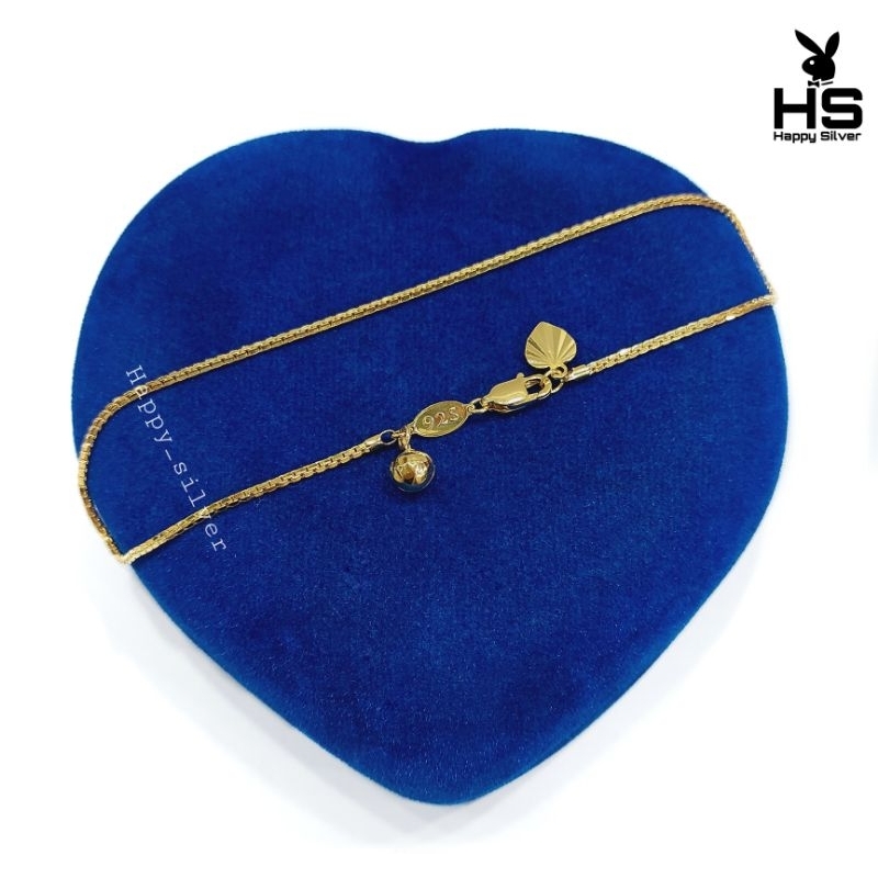 Gelang Kaki Perak Asli Silver 925 Lapis Emas Putih model Rantai Italy Santa + Kerincing - Perhiasan 