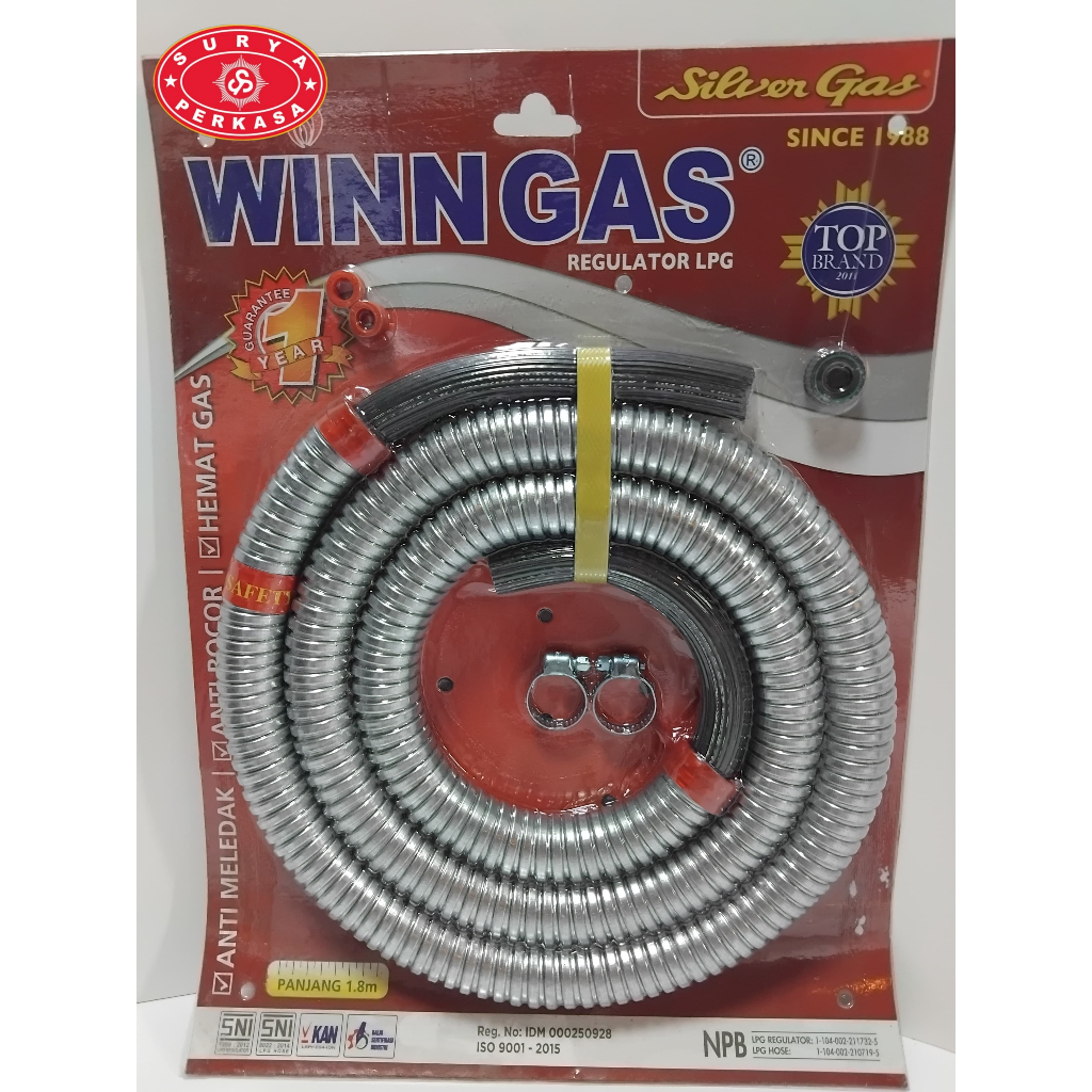 Surya Perkasa Winn Gas Silver Selang Winn Gas Regulator LPG Regulator & Non Regulator