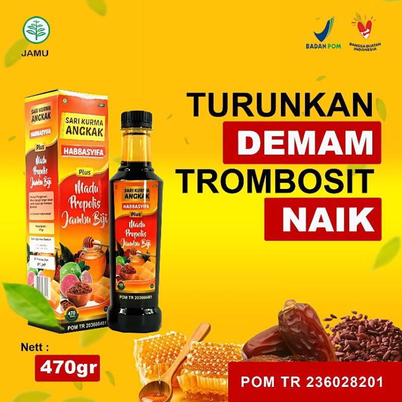 

Sari Kurma Angkak Madu Propolis Jambu Biji 470g Habbasyfa