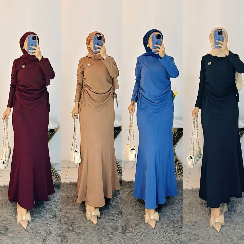 SET ROK knit duyung serut import stelan rok mermaid setelan rok duyung