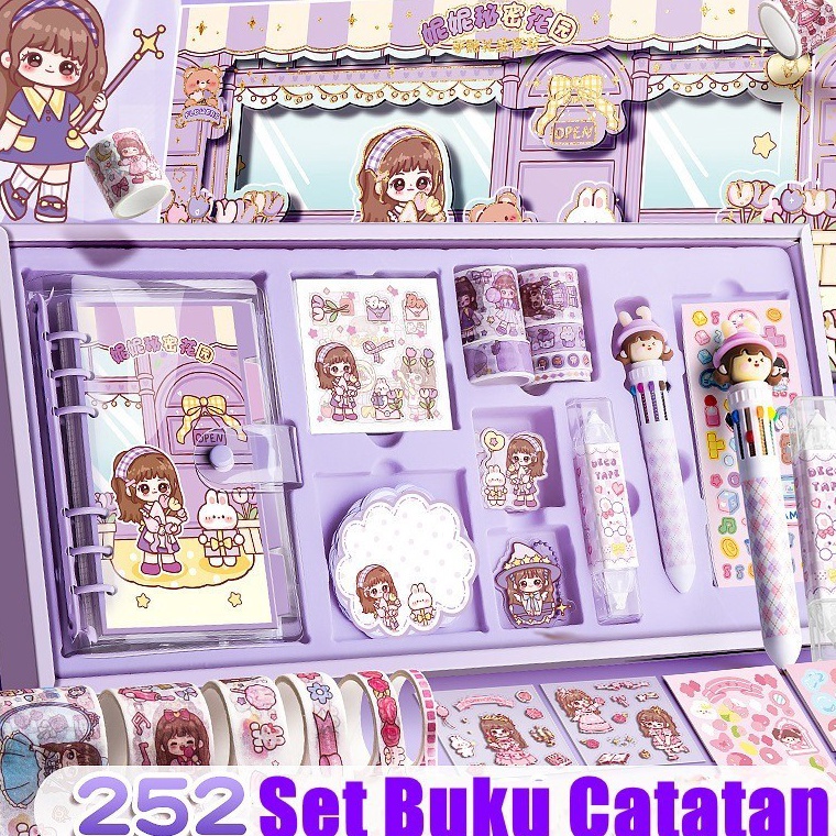 

KODE P6JND 252 IN 1 Kotak Hadiah Buku Pegangan Anak Perempuan Kotak Hadiah Buku Harian Buku Harian Stiker Stiker Buatan Tangan Anak