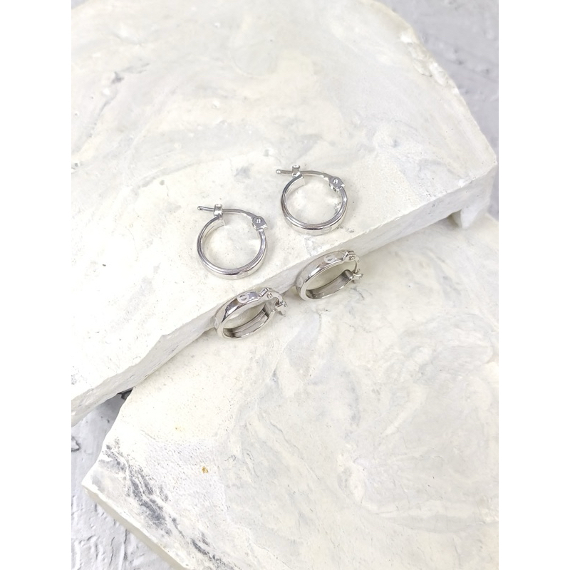 Anting bulat ring kopong CTR, Emas Putih Asli 8K