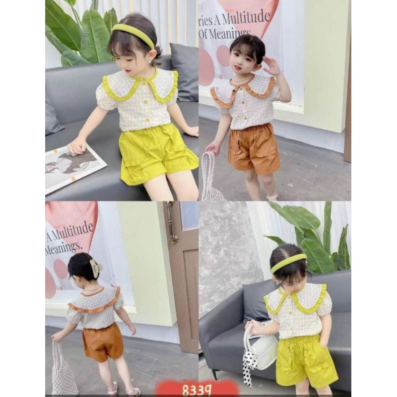 Baju Anak perempuan Setelan Import Korean Style Kotak-kotak Earth Tone