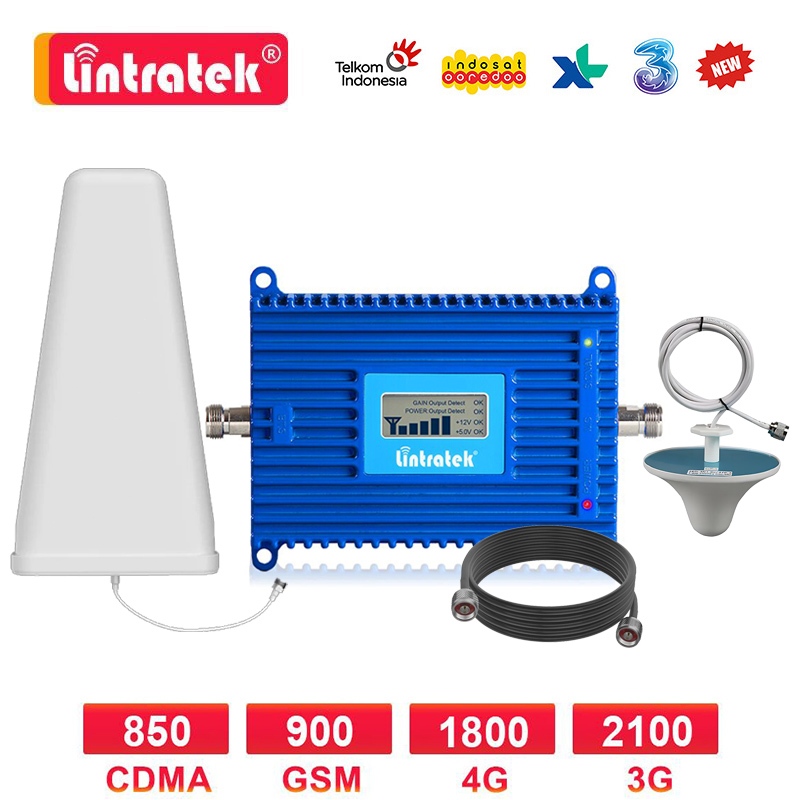 Lintratek ALC Penguat Sinyal 4G Modem Repeater Sinyal HP 1800MHz 4G Penguat Sinyal EDC Seluler Set K