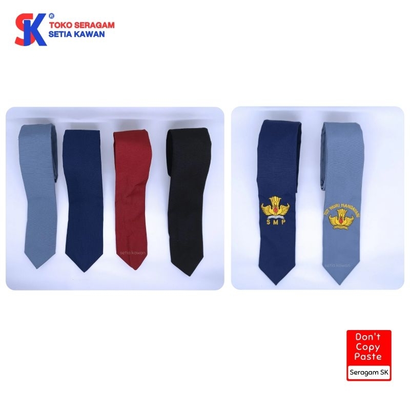 Dasi Sekolah SD SMP SMA SMK Bahan Premium / Dasi Polos SMP SMA SMK / Dasi Sekolah Bordir panjang