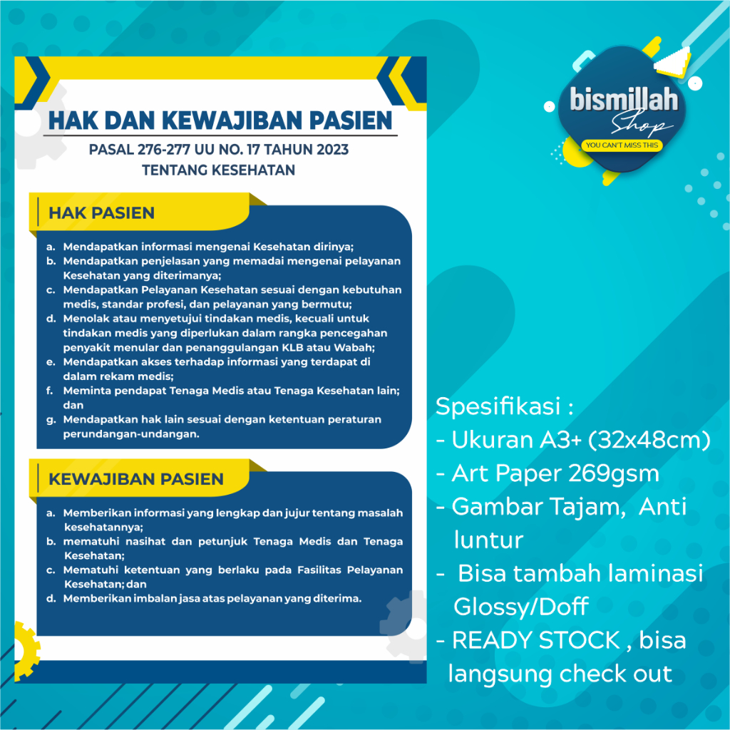 Poster Hak dan kewajiban Pasien