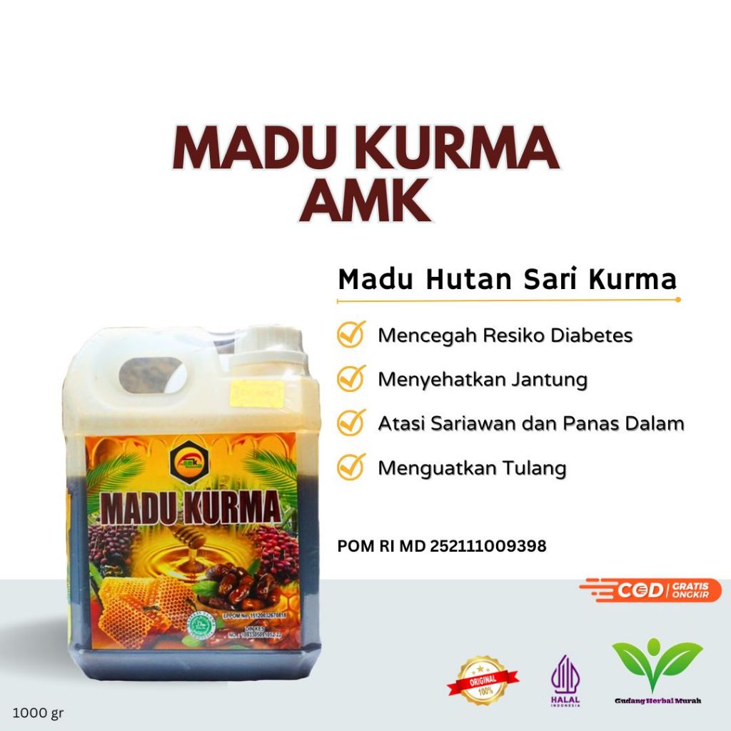 Madu Kurma AMK - Madu Hutan Asli dengan Sari Kurma 1kg