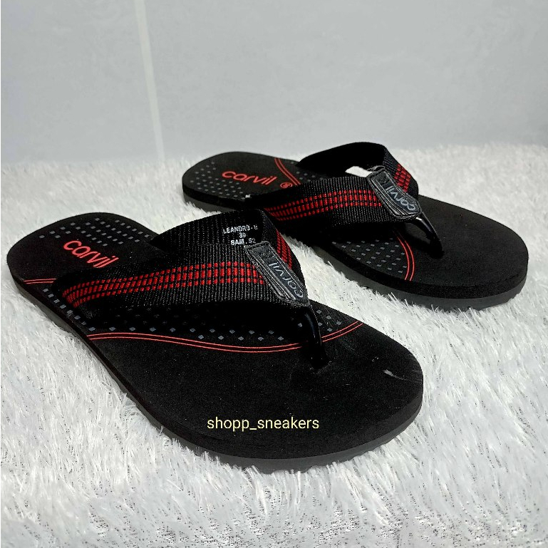 sendal jepit carvil terbaik original black red cewe cowo mode terbaru tahan air uk. 28 _ 44