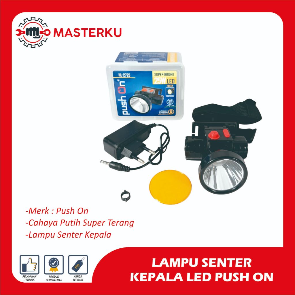 LAMPU SENTER KEPALA LED PUSH ON/HEADLAMP/LAMPU SOROT KEPALA/LAMPU KEPALA LED
