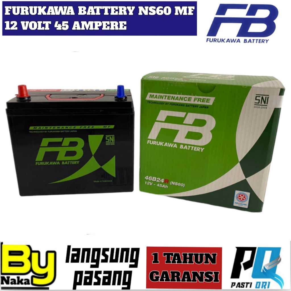 Aki Mobil Avanza/Rush/Feroza/Taruna/Terios/Xenia Furukawa Battery NS60 aki Kering 45 Ah Garansi 1 ta