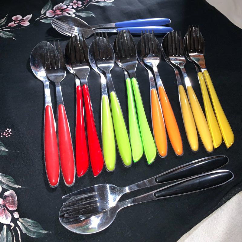 Satu Set Sendok & Garpu Gagang Cantik / Set Alat Makan / Spoon / Fork