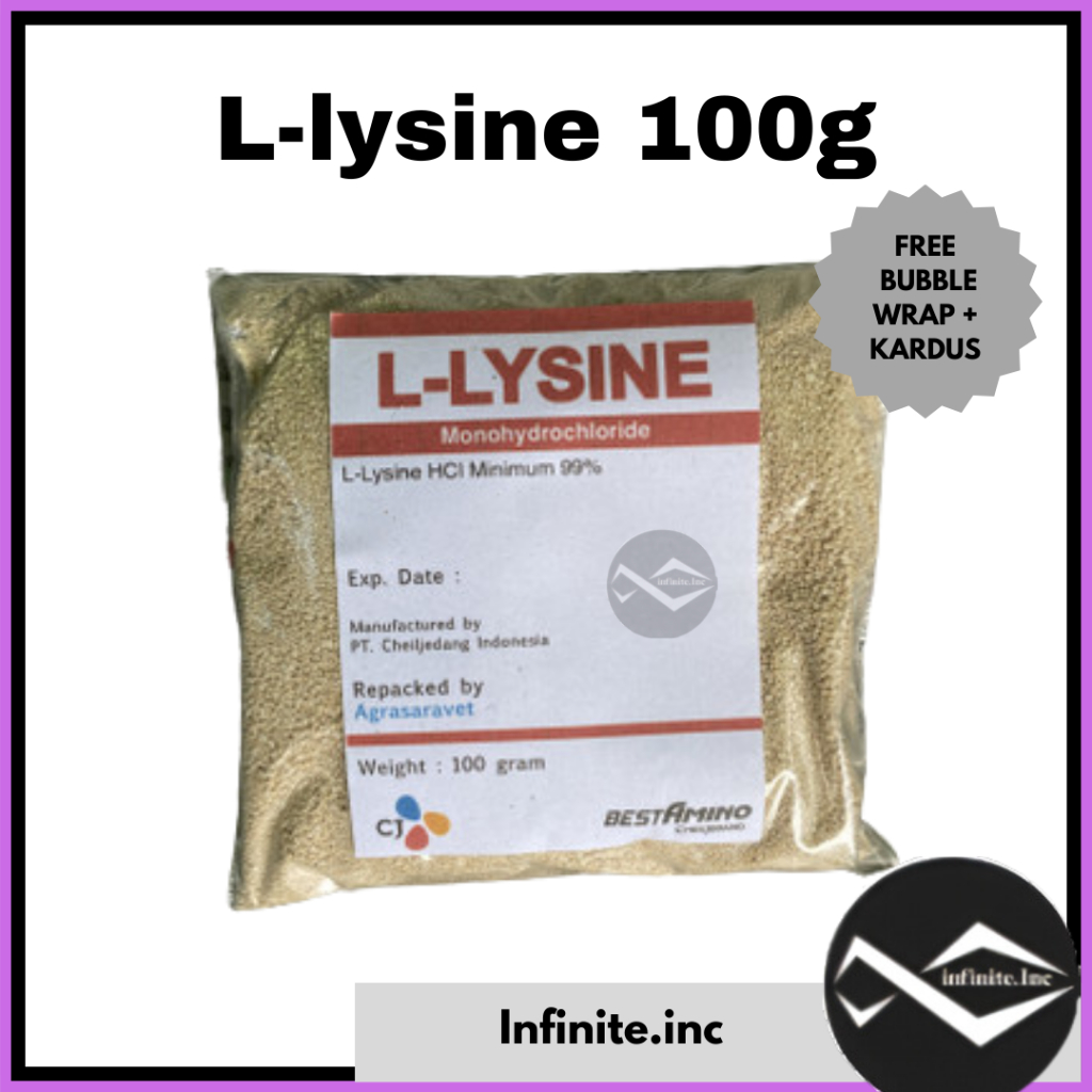 L Lysine 99% CJ 100 Gram ( Lysine Lisin ASAM AMINO ) Vitamin Kucing Anjing