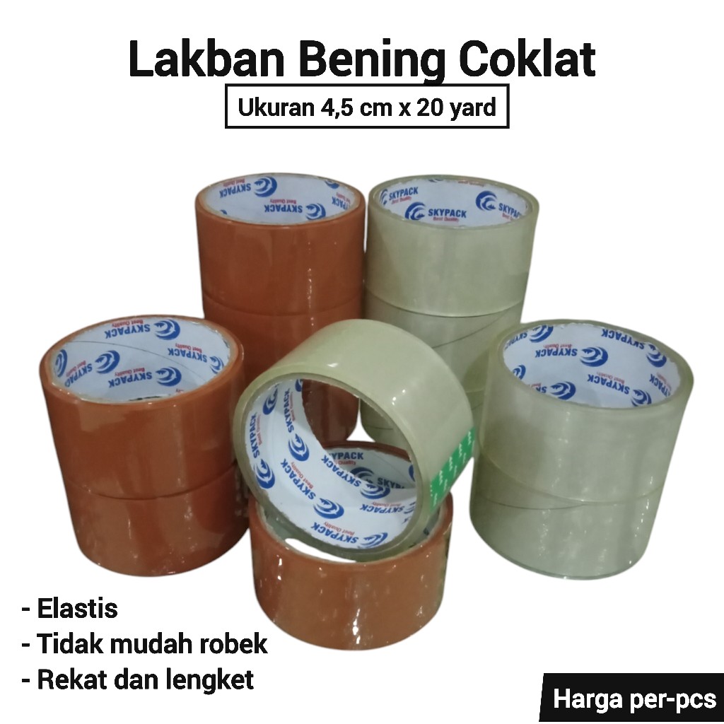 

Lakban Coklat Bening Ukuran 4,5 Cm x 20 Yard Tape