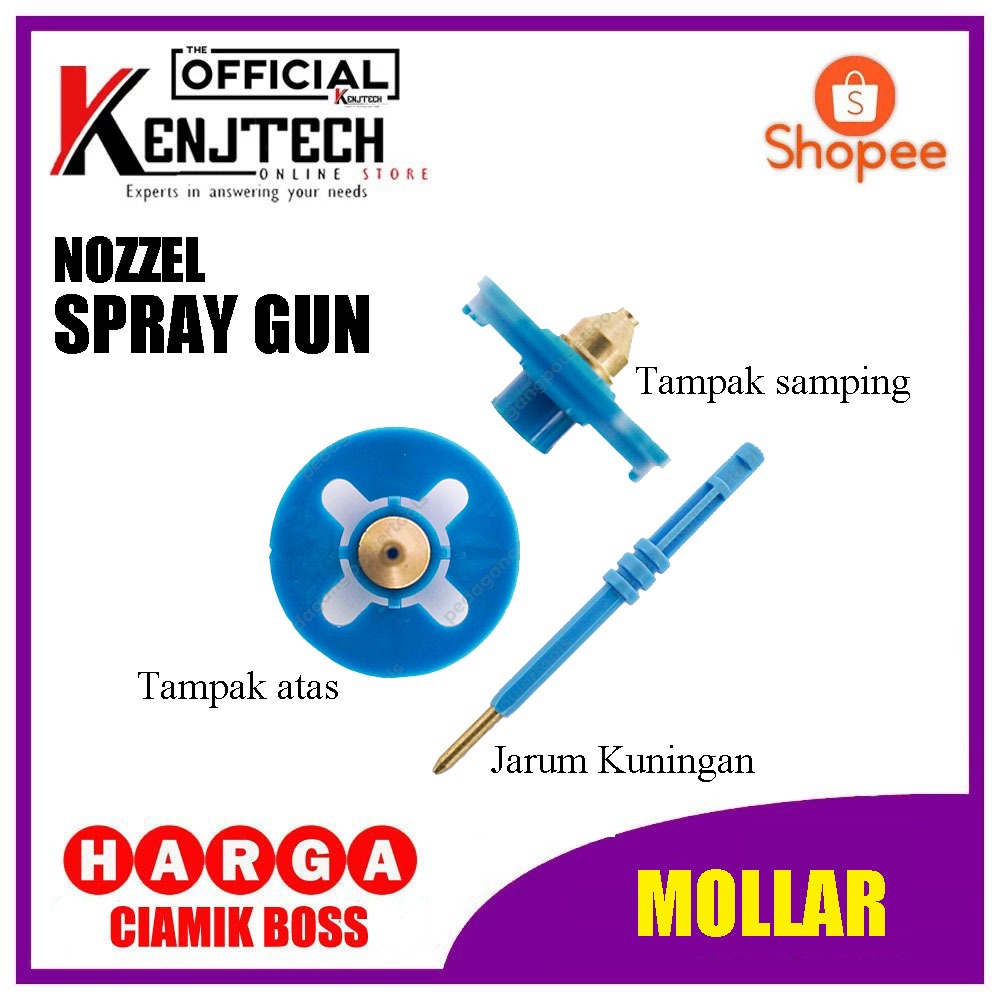 Nozzel spray gun elektrik Brass Nozzle Needle Biru ESG300-ESG303 Mesin Spray Gun Listrik mollar