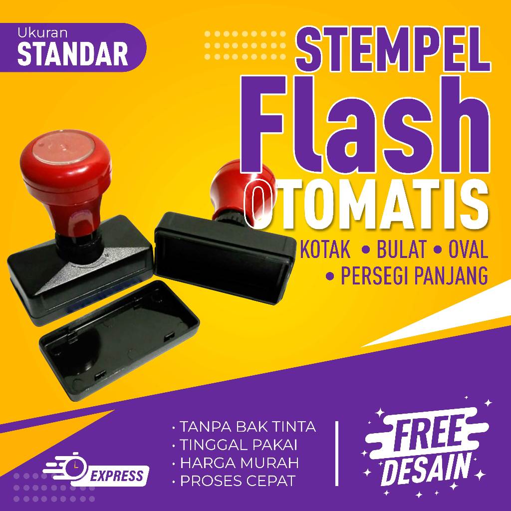 

STEMPEL OTOMATIS / STEMPEL FLASH, FREE DESAIN, UKURAN STANDAR