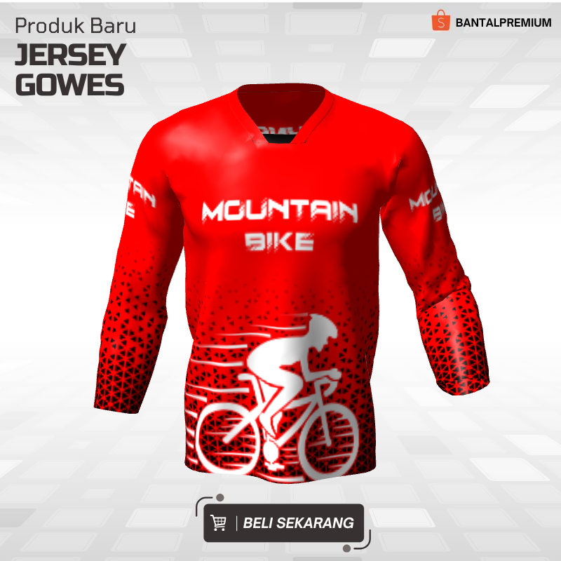 Kaos Jersey Gowes Sepeda Downhill Merah Motif Abstrak Segitiga 85 - Jersey Custom Desain Terbaru