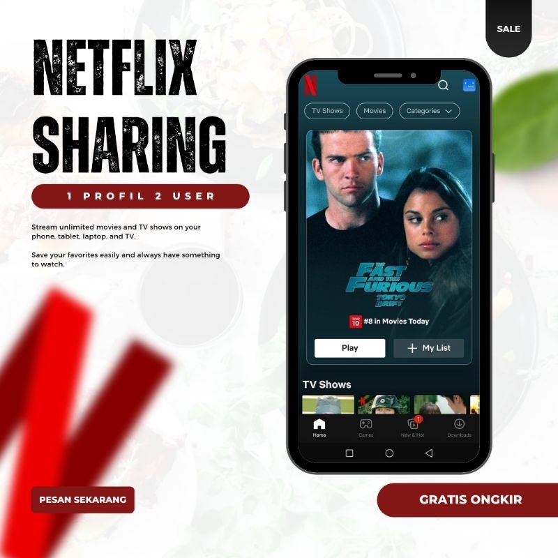 NETFLIX SHARING 1P2U FULL GARANSI TERJANGKAU