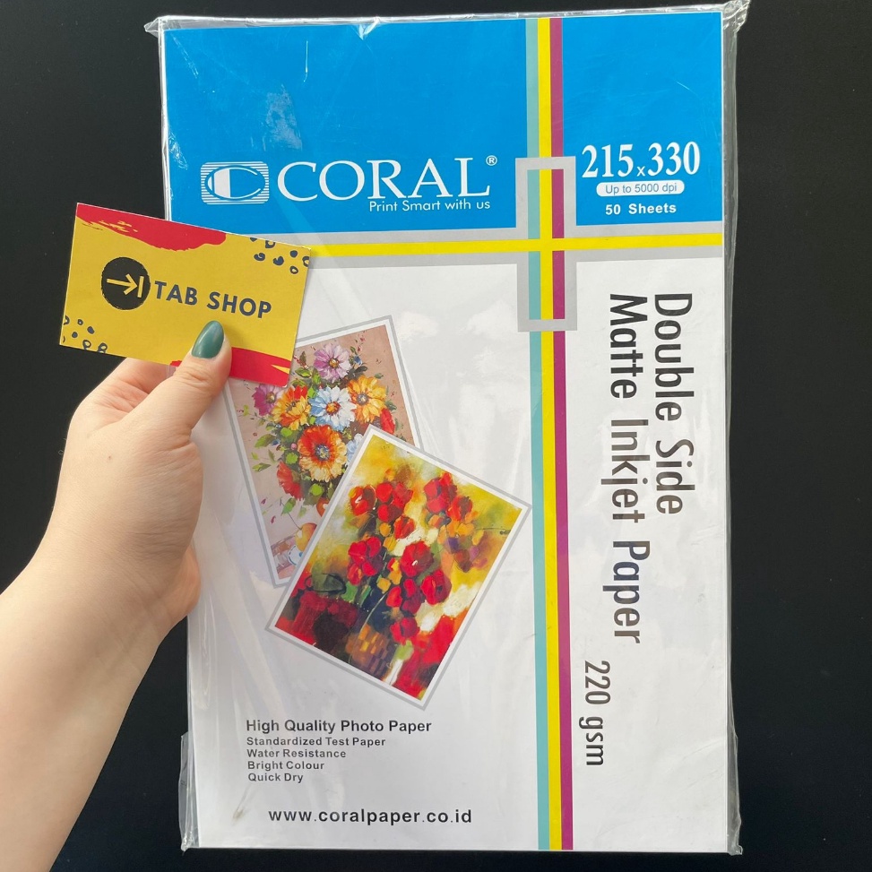 

KODE 8NHDG TAB SHOP CORAL DOUBLE SIDE MATTE INKJET PAPER F4 22 GSM 5 SHEETS CORAL KERTAS SRTIFIKAT DUA SISI MATTE INKJET F4 22 GSM 5 LEMBAR