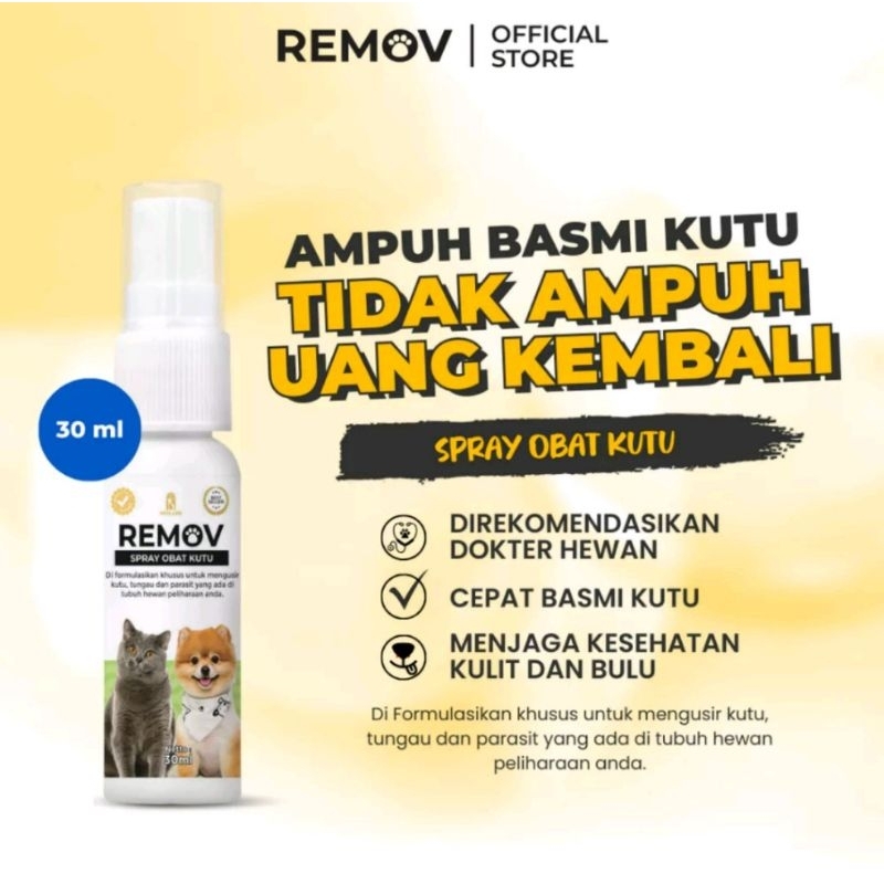 spray obat kutu kucing dan anjing remov ampuh aman terjilat