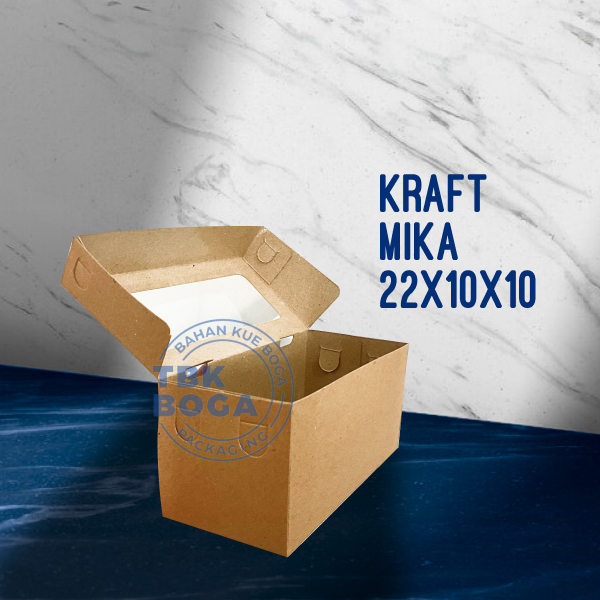 

Kotak Box Mika ( 22 x 10 x 10 cm / 10 pcs ) Kraft Kardus Brownies Kue Bolu Packaging