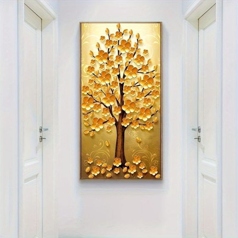 Hiasan dinding bunga gold aesthetic minimalis