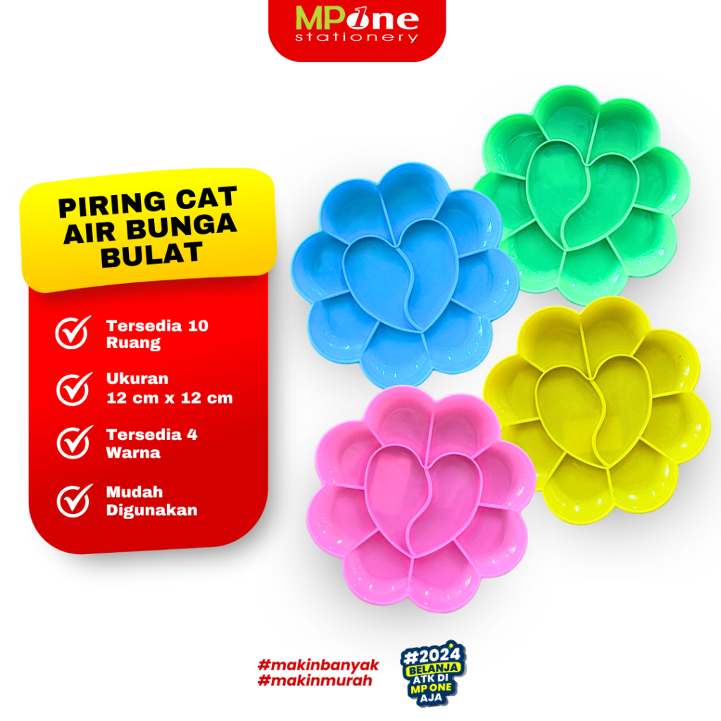 

(1 PCS) Piring Cat Air Bentuk Bunga Bulat / Palet Lukis Wadah Cat / Tempat Watercolor Bentuk Bunga