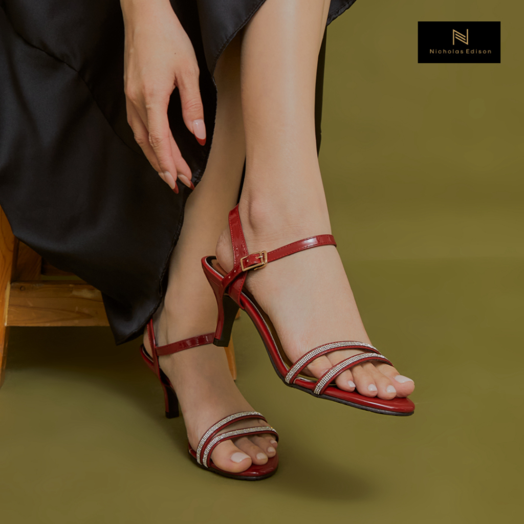 Nicholas Edison Heels Harper Heels pesta hak stiletto tinggi sedang
