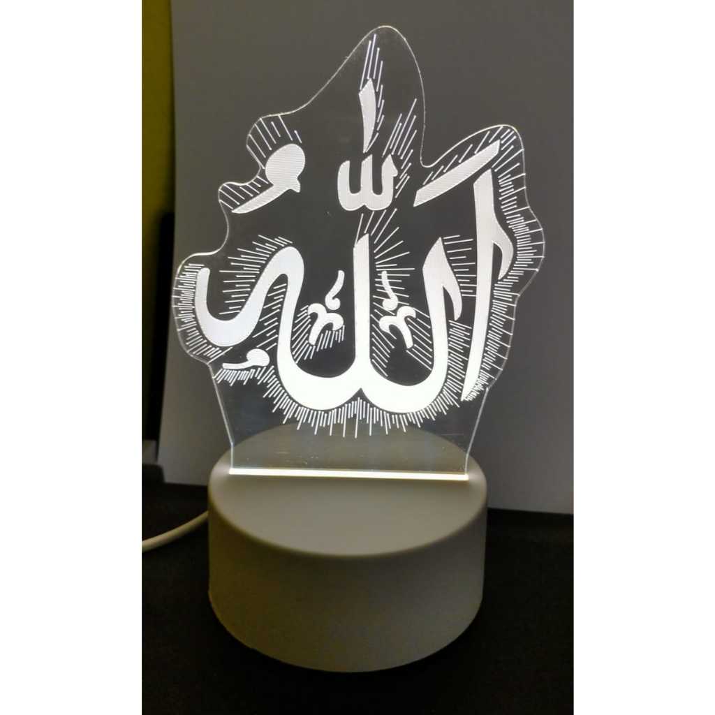 Lampu Tidur Hias  ALLAH  LED 3D Transparan 3 lampu