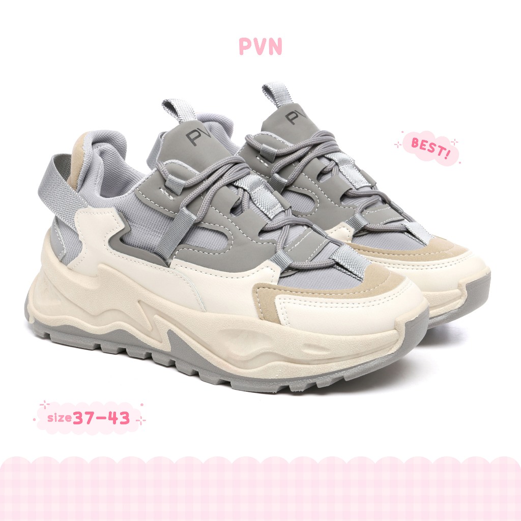 PVN Jungkook Sepatu Sneakers Wanita Sport Shoes Krem 129