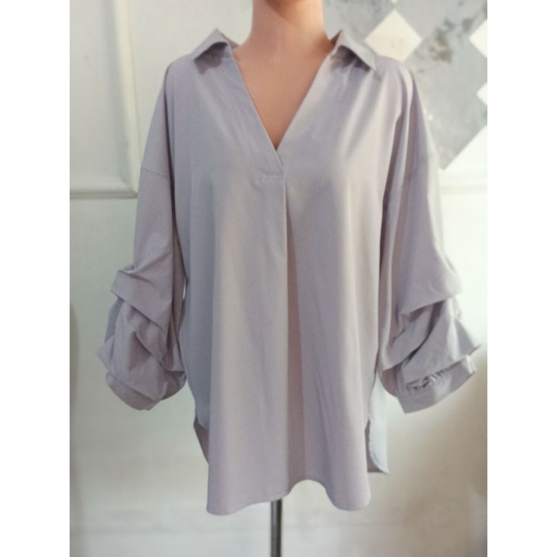 blouse lengan balon Vneck premium preloved Ld 106-120cm