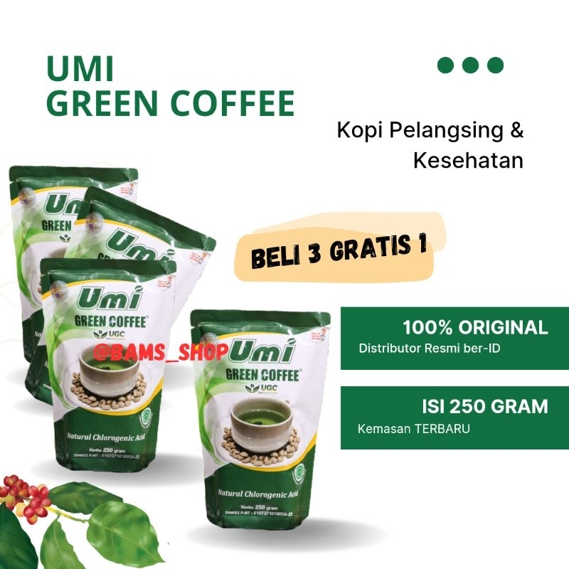 

Umi Green Coffee 1 Pcs Berat 250 Gram [Beli 3 Gratis 1] Pelangsing dan Kesehatan Herbal Halal