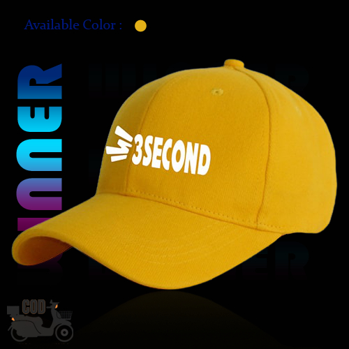Topi Baseball Pria 3secend Kuning Tex Putih