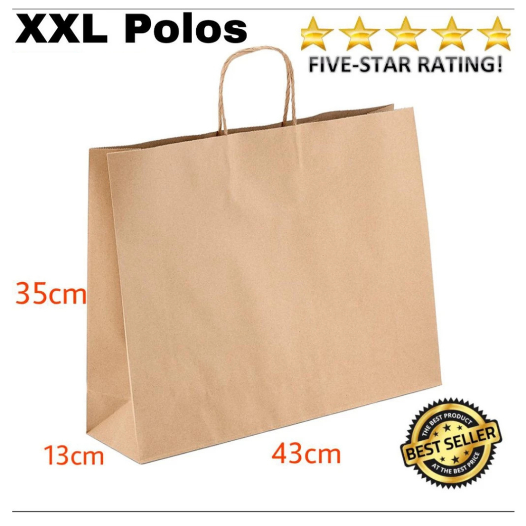 PAPERBAG COKLAT POLOS UKURAN XXL / TAS KERTAS POLOS COKLAT BESAR / GOODIE BAG POLOS